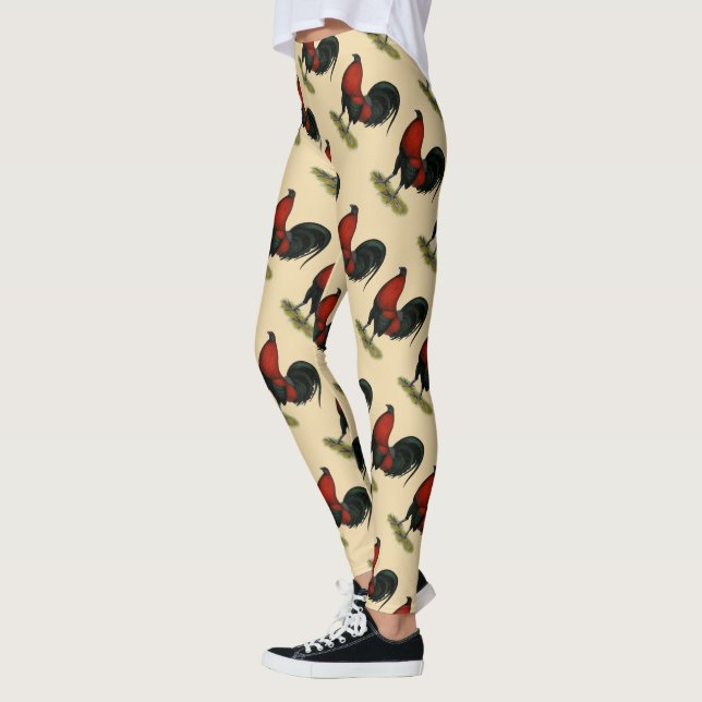 Amerikansk spelhöns svart röd roadrig leggings (Vänster)