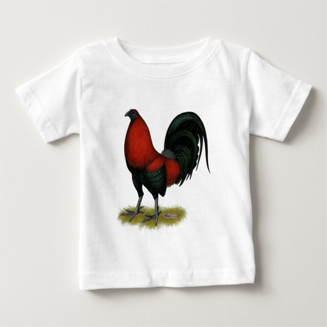 Amerikansk spelhöns svart röd roadrig tee (Framsida)