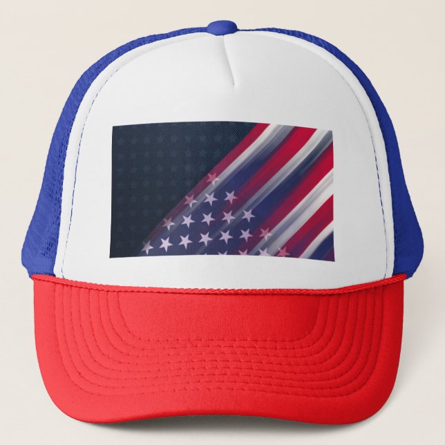 Amerikansk Spirit Trucker Hatt – Röd, Vit & Blå Bo Keps (Framsida)