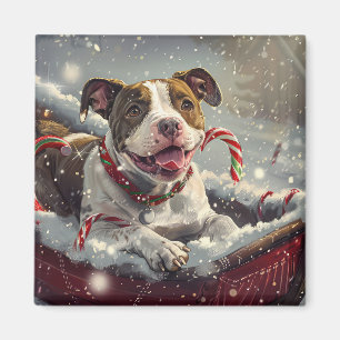 Amerikansk Staffordshire Dog Jul Festivitet Magnet