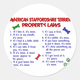 AMERIKANSK STAFFORDSHIRE Egendom LAGSTIFTNING 2 Runt Klistermärke