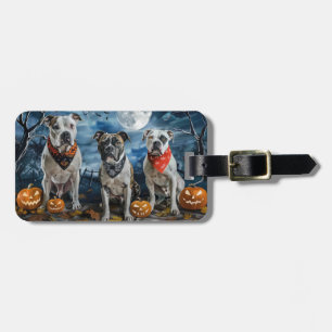 Amerikansk Staffordshire Halloween kuslig Bagagebricka