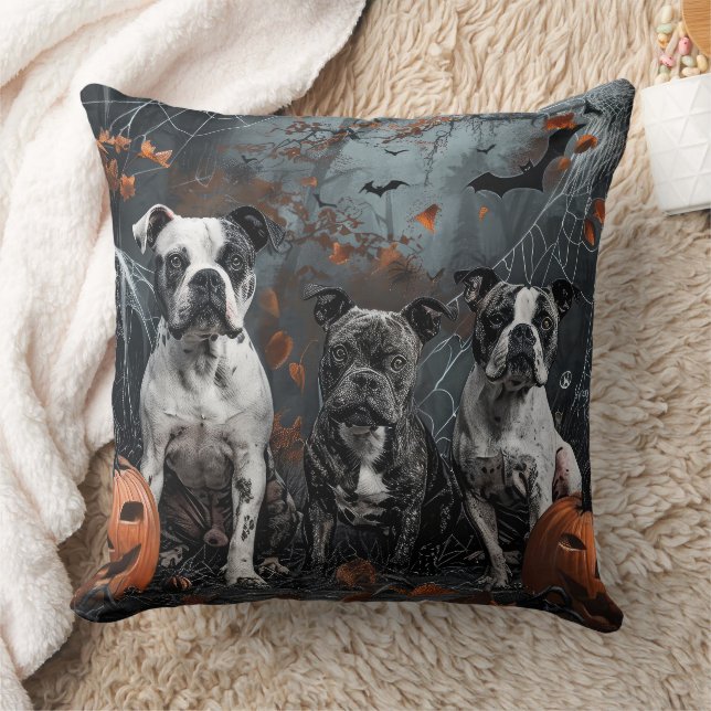 Amerikansk Staffordshire Halloween Natt Valp Kudde (Filt)