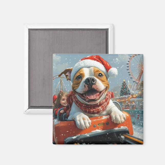 Amerikansk Staffordshire Hund Jul Magnet (Front/Back)