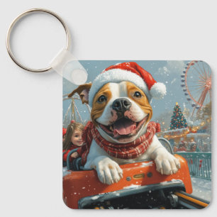 Amerikansk Staffordshire Hund Jul Nyckelring
