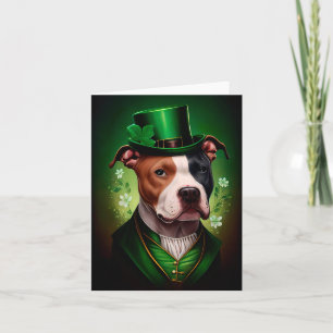 Amerikansk Staffordshire hund på St. Patricks dag Kort