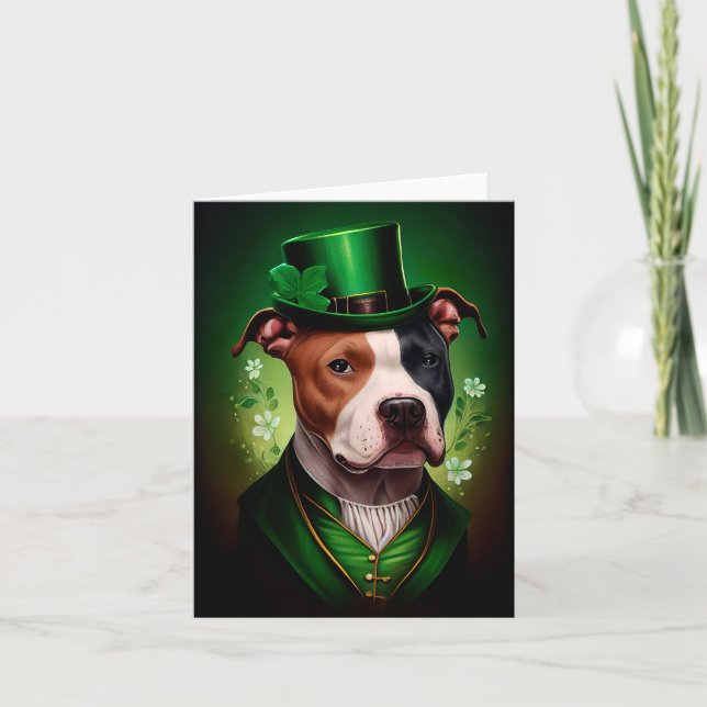 Amerikansk Staffordshire hund på St. Patricks dag Kort (Framsida)