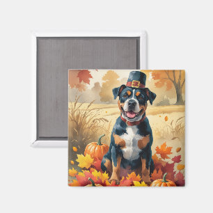Amerikansk Staffordshire i höstlöv Magnet