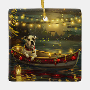 Amerikansk Staffordshire Julfirande Resa Julgransprydnad Keramik
