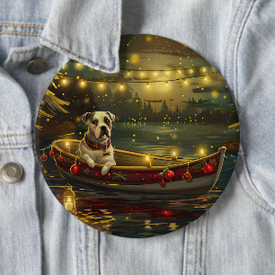 Amerikansk Staffordshire Julfirande Resa Knapp