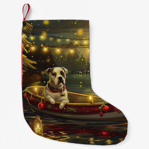 Amerikansk Staffordshire julfirande resa Liten Julstrumpa