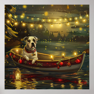 Amerikansk Staffordshire Julfirande Resa Poster