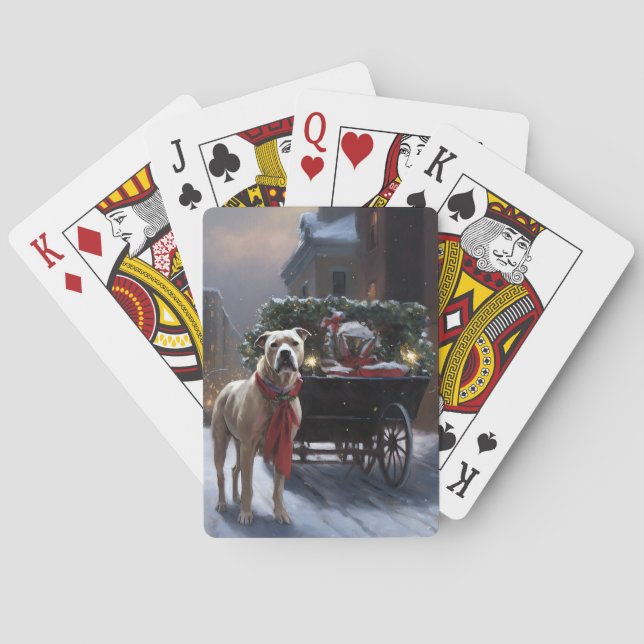 Amerikansk Staffordshire Julfirande Säsong Casinokort (Baksidan)