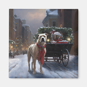 Amerikansk Staffordshire Julfirande Säsong Magnet