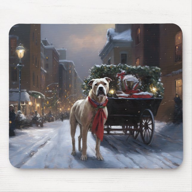 Amerikansk Staffordshire Julfirande Säsong Musmatta (Framsidan)