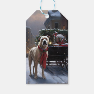 Amerikansk Staffordshire Julfirande Säsong Presentetikett