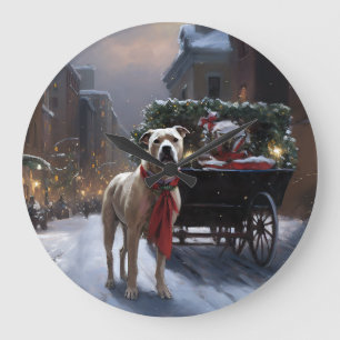 Amerikansk Staffordshire Julfirande Säsong Stor Klocka