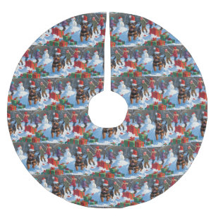 Amerikansk Staffordshire julfirande snö Julgransmatta Borstad Polyester