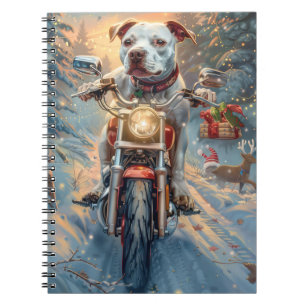 Amerikansk Staffordshire Ridande Motorcykel Jul Anteckningsbok