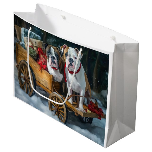 Amerikansk Staffordshire Snöig släde jul (Framsidan Vinklad)