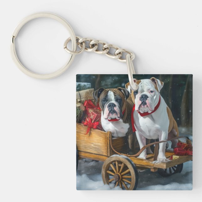 Amerikansk Staffordshire Snöig släde jul  (Framsidan)
