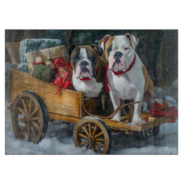 Amerikansk Staffordshire Snöig släde jul  (Framsidan)
