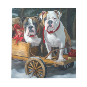Amerikansk Staffordshire Snöig släde jul Anteckningsblock