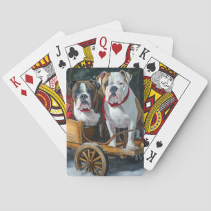 Amerikansk Staffordshire Snöig släde jul Casinokort