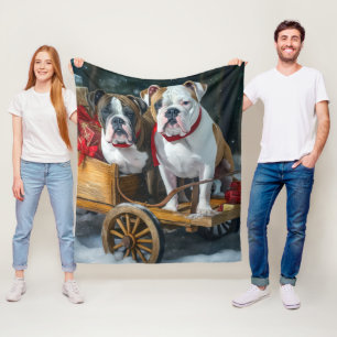 Amerikansk Staffordshire Snöig släde jul Fleecefilt