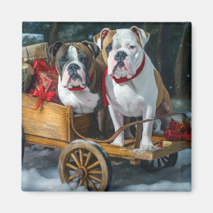 Amerikansk Staffordshire Snöig släde jul Magnet
