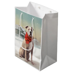 Amerikansk Staffordshire Terrier i snö jul