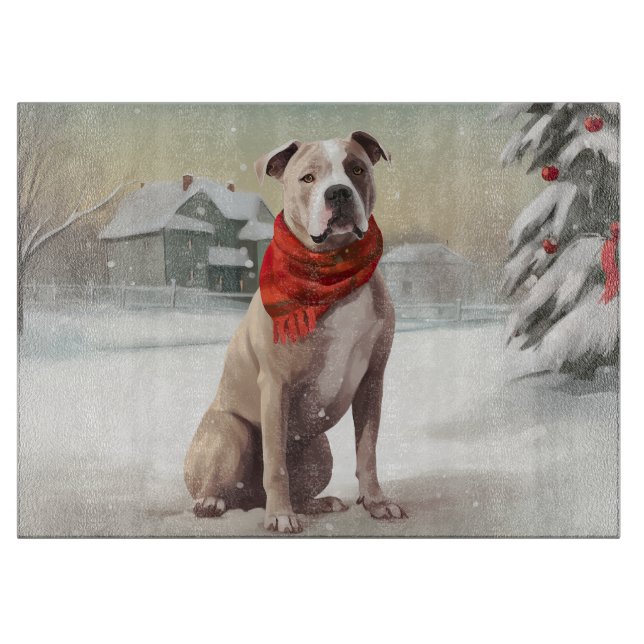 Amerikansk Staffordshire Terrier i snö jul (Framsidan)