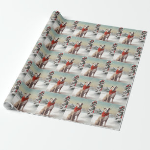 Amerikansk Staffordshire Terrier i snö jul Presentpapper