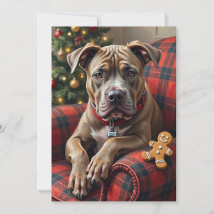 Amerikansk Staffordshire Terrier Mysig Jul Julkort