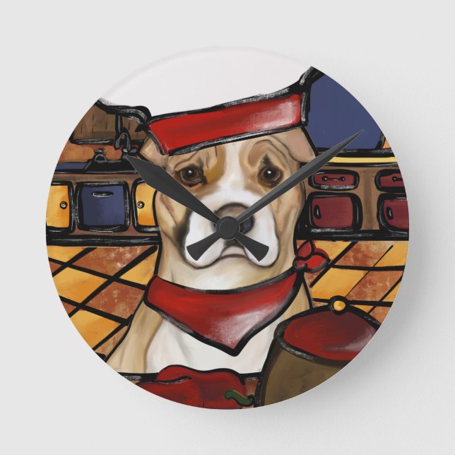 AMERIKANSK STAFFORDSHIRE TERRIER RUND KLOCKA (Framsida)