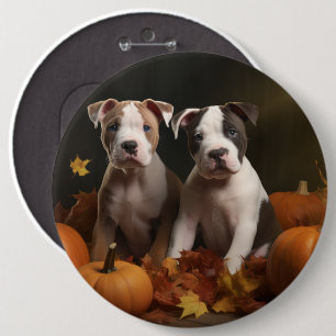 Amerikansk Staffordshire Valp Höstglädje Knapp