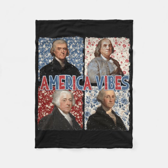 Amerikansk stämning Retro 4 juli presidenter Ameri Fleecefilt (Framsidan)