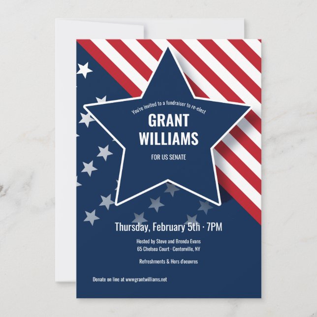 Amerikansk stjärna fundraiser-inbjudan inbjudningar (Framsida)