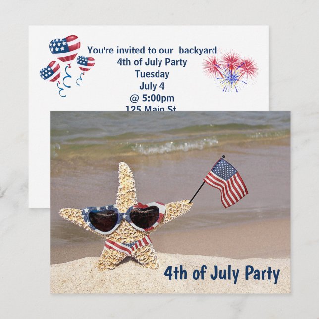 Amerikansk stjärnfisk 4 juli vykort (Fram/baksida)