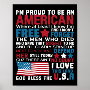 Amerikansk Stolt Att Vara Patriotisk Med Usa-Flagg Poster