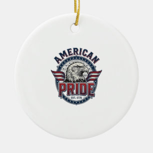 Amerikansk stolthet Örn Vintage Patriotisk Design_ Julgransprydnad Keramik