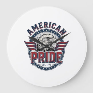 Amerikansk stolthet Örn Vintage Patriotisk Design_ Stor Klocka