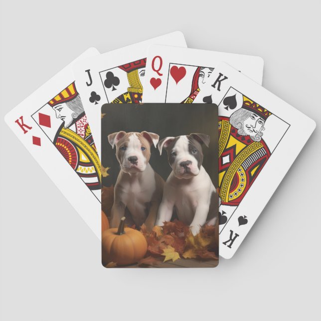 Amerikansk Stviddshire Puppy Autumn Delight Casinokort (Baksidan)