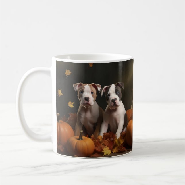 Amerikansk Stviddshire Puppy Autumn Delight Kaffemugg (Vänster)