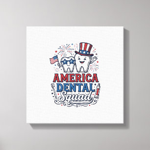 Amerikansk tandläkargrupp Patriotisk Tand Vektor D Canvastryck
