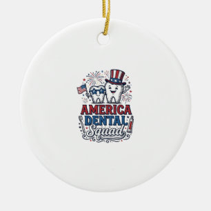 Amerikansk tandläkargrupp Patriotisk Tand Vektor D Julgransprydnad Keramik