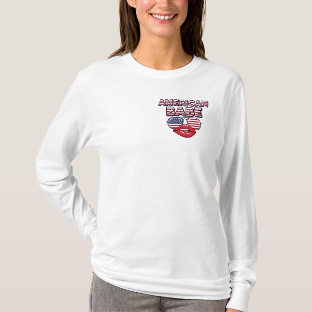 Amerikansk Tjej 4:e Juli Firande T Shirt (Framsida)