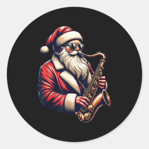 Amerikansk Tomte som Spelar Saxofon Jul Jazz Julmu Runt Klistermärke