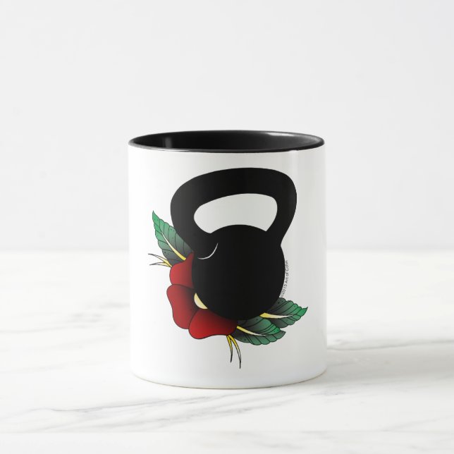 Amerikansk traditionell tattoblomma Kettlebell Mugg (Center)