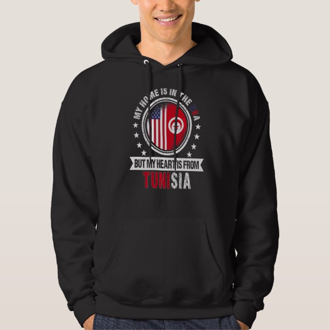 Amerikansk tunisisk Flagga Heart från Tunisien, am Hoodie (Framsida)